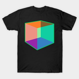 Color Cube Pattern on Green T-Shirt